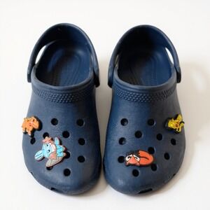 Kids Navy Blue Crocs with Pokemon Charms Size C12 Classic Clog Shoes